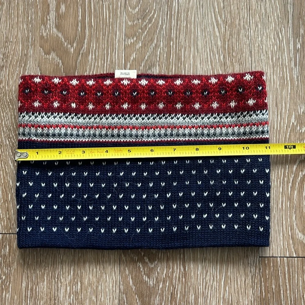 emiLime red/blue knit 100% alpaca neck gaiter/neck warmer